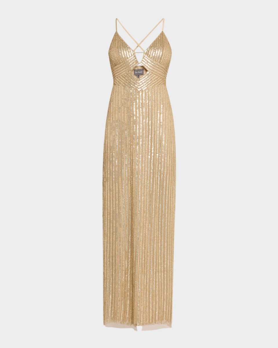 Madelyn Cutout Bead & Sequin Gown
